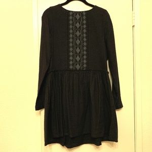 Sezane black dress with gray embroidery